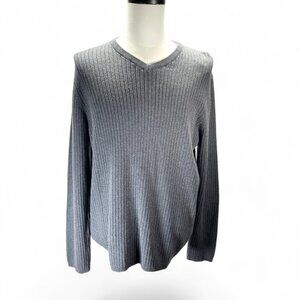 Merona Men's Gray Sweater Long Sleeves Size XL V Neck Pullover